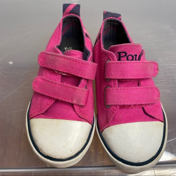 Polo Ralph Lauren Size 7 Pink Canvas Velcro Shoes - Picture 3 of 9